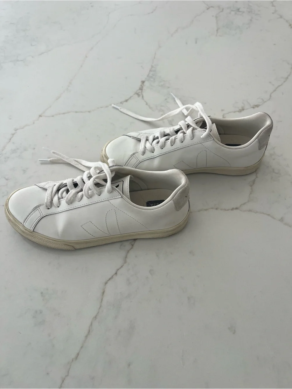 VEJA Esplar Leather Sneakers Womens 6 EU 37 Extra White Low Top Lace Up Brazil